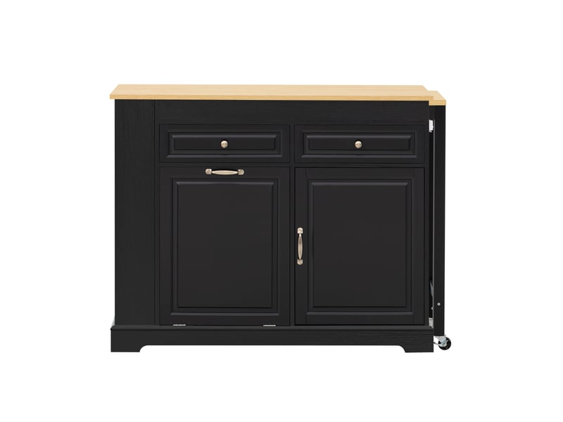  Îlot cuisine mobile extensible,112-180x45x92 cm,avec rangement,mdf,noir naturel  - Conforama A