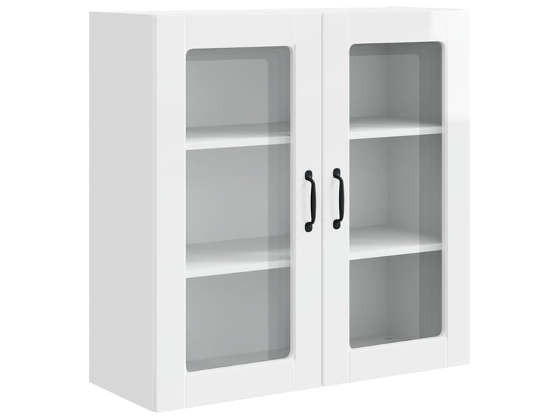 Meuble mural de cuisine, cabinet en verre mural blanc brillant 80x31x80cm shl2595 - Conforama A