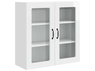 Meuble mural de cuisine, cabinet en verre mural blanc brillant 80x31x80cm shl2595