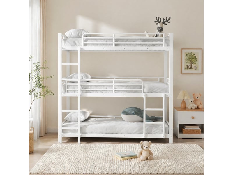 Lit superposé triple 90x200 cm en métal - Conforama B