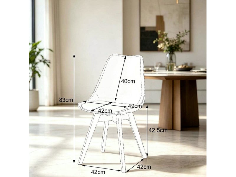  Lot de 6 chaises de salle à manger 49 x 42 x 83 cm noires, plastique, simili cuir et piètement en bois  - Conforama C