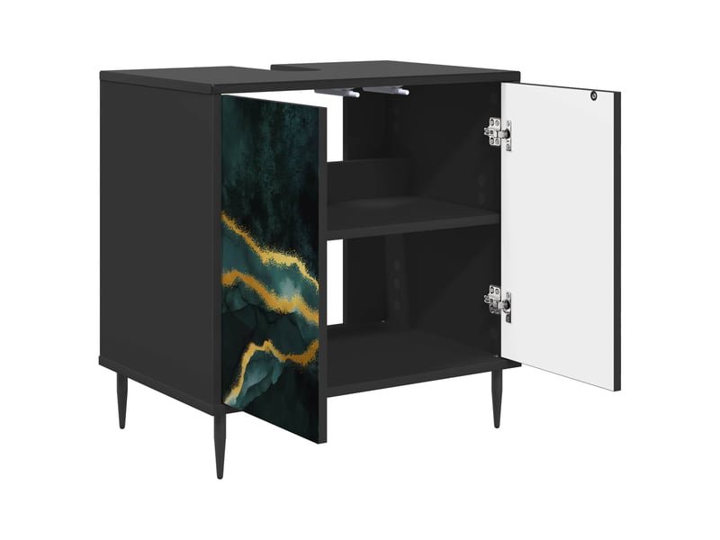  Armoire de salle de bain, meuble de rangement wijhe chêne noir 60x40x61 cm  - Conforama D
