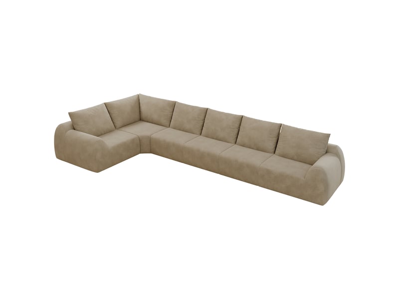 Canapé sans structure en mousse compressée 401 × 200 × 85 cm, kaki, tissu chenille, en l, sans montage, mousse haute élasticité - Conforama A