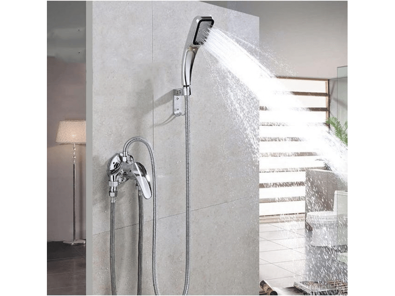  Robinet de douche mural monocommande en laiton chromé argenté, eau chaude et froide  - Conforama B