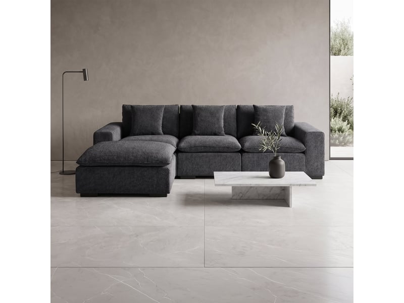  Canapé d'angle modulable et réversible en tissu gris foncé  - Conforama B