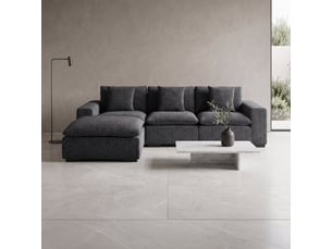 Canapé d'angle modulable et réversible en tissu gris foncé