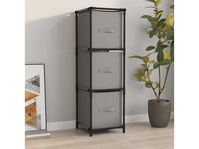  Armoire de rangement 3 tiroirs en tissu gris 34x34x101 cm acier  - Conforama B
