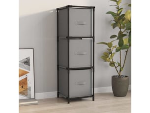 Armoire de rangement 3 tiroirs en tissu gris 34x34x101 cm acier