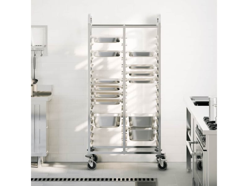  Desserte de cuisine, chariot à plateaux 32 bacs gn 75x55x162,5 cm acier inoxydable  - Conforama C