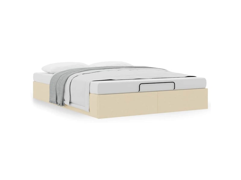  Lit double- lit adulte -  cadre de lit ottoman sans matelas crème 140x190 cm tissu  - Conforama C