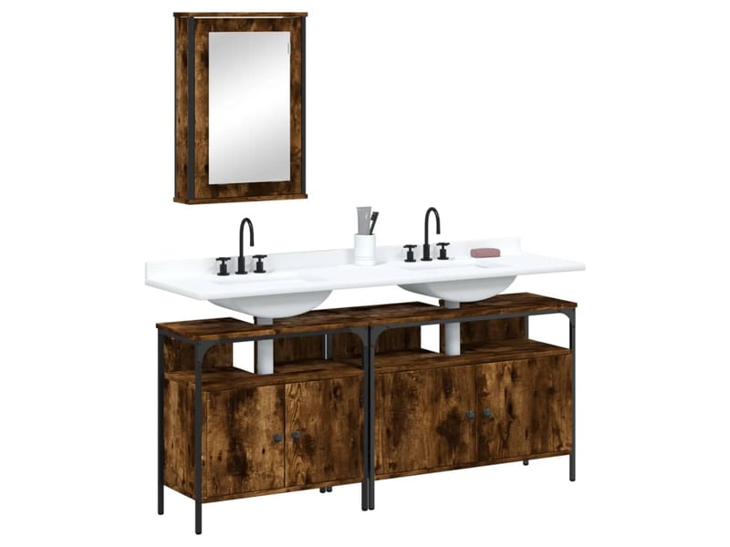  Ensemble de meubles de salle de bain 3 pcs chêne fumé  - Conforama B