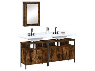 Ensemble de meubles de salle de bain 3 pcs chêne fumé