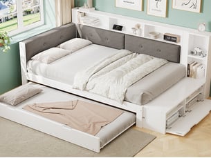 Lit gigogne 120x200 cm <strong>LEYTN</strong> <strong></strong> coloris blanc