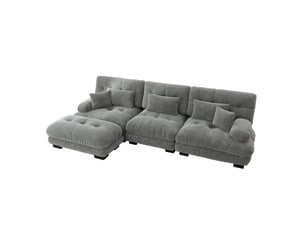 Canapé droit compressé fixe <strong>HAVRYA</strong> <strong></strong> 3 places Tissu gris