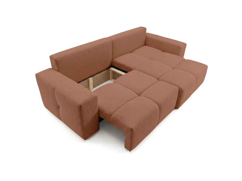  Celine - canapé d'angle convertible et réversible 4 places en bouclette  - Conforama D