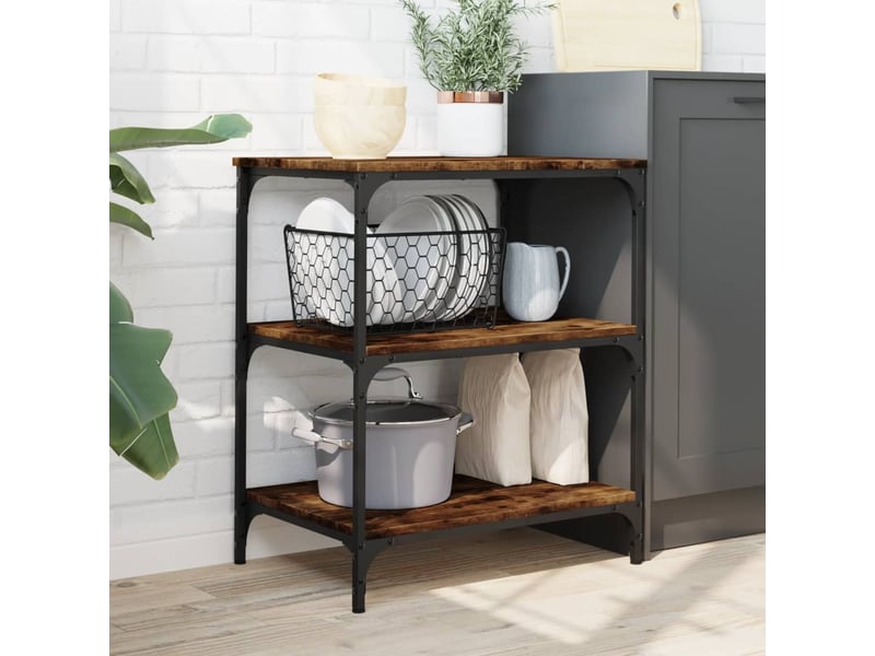  Chariot de cuisine, chariot de rangement chêne fumé 60x41x76 cm bois d'ingénierie  - Conforama C