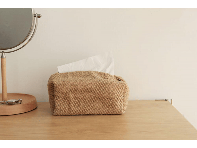  Distributeur de mouchoirs en papier boîte de rangement pour mouchoirs en lin et coton 22x10x10cm accessoires pour porte-distributeur de papier  - Conforama C