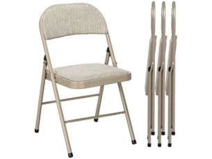 Lot de 4 chaises pliantes chaises de salle à manger portables cadre en acier beige dim. 45l x 46p x 78h cm