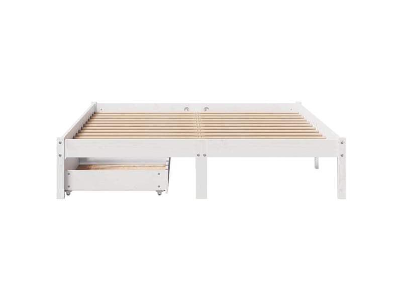  Lit double- lit adulte -  cadre de lit sans matelas blanc 140x200 cm bois de pin massif  - Conforama C
