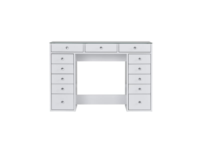  Coiffeuse 13 tiroirs avec vitrine décor blanc l120 cm - zélia  - Conforama A