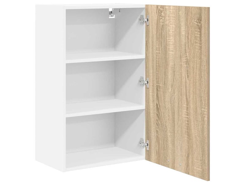  Meuble de rangement cuisine, armoire suspendue chêne sonoma et blanc 50x31x80cm  - Conforama E