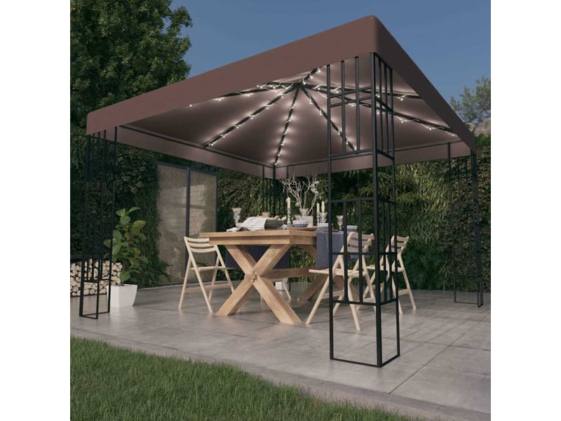  Tonnelle avec guirlande lumineuse à led 3x3 m taupe cf62466  - Conforama B