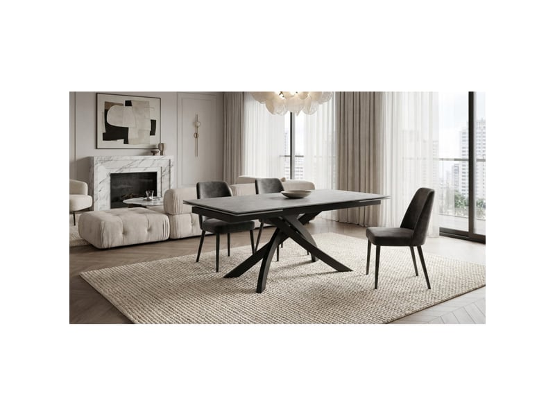 Table extensible 180 à 260 cm céramique gris marbré pied entrecroisé - arizona 11 - Conforama B