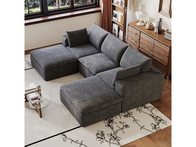  Canapé de salon, canapé cloud – style cloud, gris foncé, en velours tricoté, 260 cm, sans montage  - Conforama E
