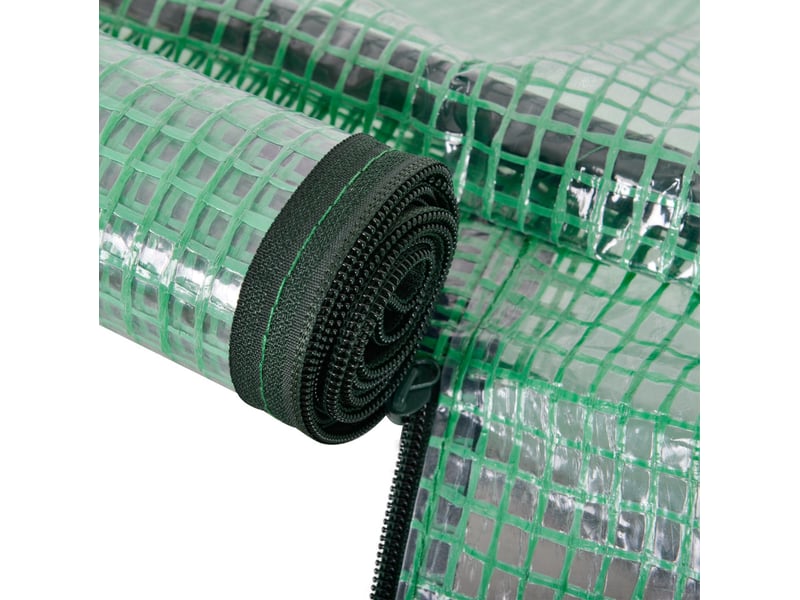  Serre de jardin 200 x 100 x 80 cm en film plastique vert, structure acier, protection uv et porte enroulable  - Conforama E