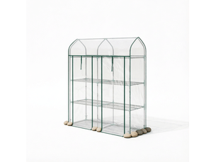 Mini serre de balcon 143 x 46 x 165 cm – transparente – 3 étagères en acier et portes à fermeture éclair