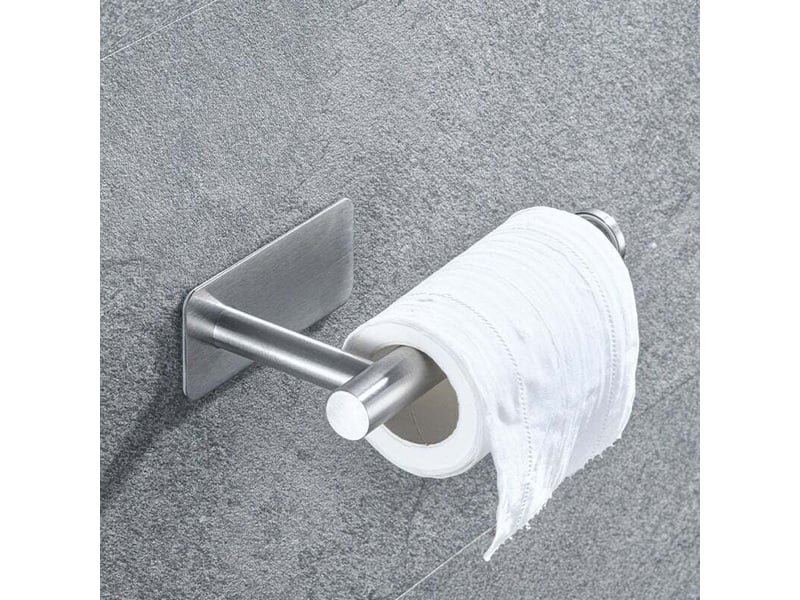  Enowelir porte papier toilette mural 2 pièces support adhésif carré sans poinçonnage argent noir 16 cm  - Conforama D