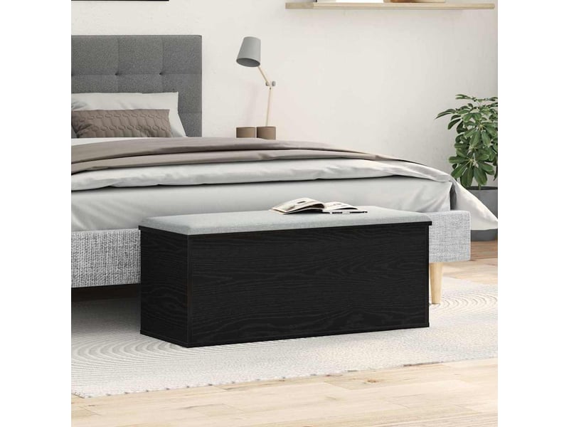  Boîte de rangement, coffre de rangement chêne noir 102x35x35 cm  - Conforama D