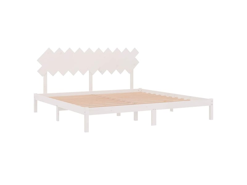  Lit double- lit adulte -  cadre de lit sans matelas blanc 200x200 cm bois massif  - Conforama C