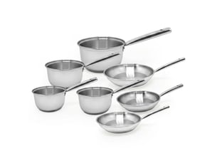 Lot de 4 casseroles 16182022 cm et 3 poêles 202428 cm en inox fackelmann rhona