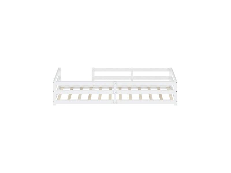  Lit enfant 140x200 cm - lit bébé 140x200 cm - avec barrière de sécurité - facile à assembler - bois de pin -blanc  - Conforama A