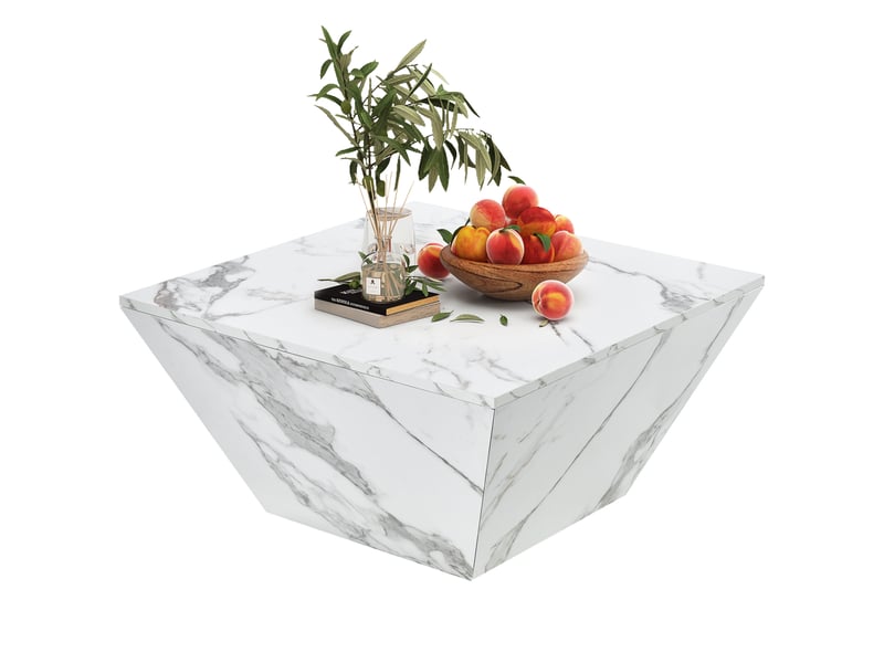 Table basse table de salon  avec 2 tiroirs haute brillance 70x70x37cm table basse blanc - Conforama A
