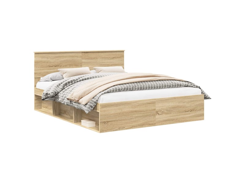  Lit double- lit adulte -  cadre de lit avec tête de lit sonoma 160 x 200 cm pin massif  - Conforama A