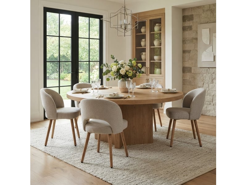  Lot de 2 chaises de salle à manger 46 x 46 x 77,5 cm beige, bois d'hévéa, dossier ergonomique  - Conforama D