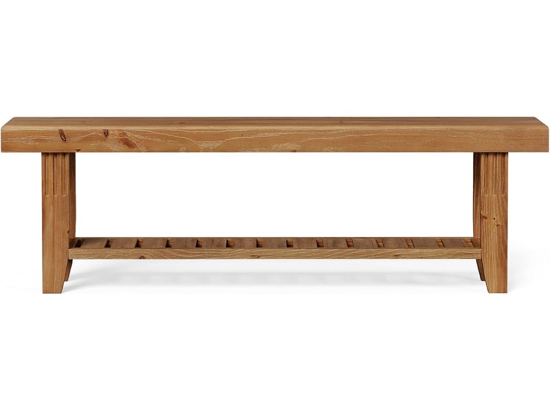 Étagère à chaussures avec banc, 160 cm, long banc à chaussures à double niveau, banc robuste pour couloir, banc à chaussures rustique en bois pour entrée, chambre à coucher, salon, pied du  - Conforama A
