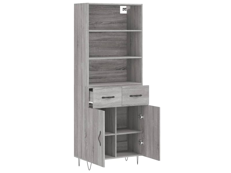 Buffet haut - bahut - meuble de rangement sonoma gris 69,5x34x180 cm bois d'ingénierie - Conforama D
