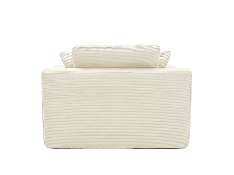 Canapé une place beige en velours côtelé, canapé compact avec poches latérales, coussins inclus et canapé sans montage - Conforama W