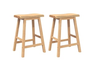 Lot de 2 tabouret de bar, chaise de bar en bois massif naturel et caoutchouc shl653