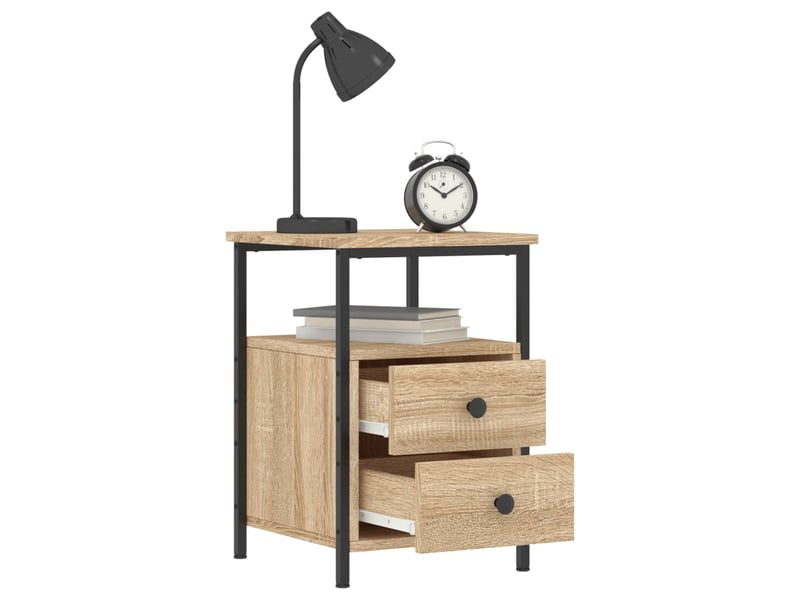  Lot de 2 tables de chevet - cabinet de chevet - table de nuit chêne sonoma 34x35,5x50cm bois ingénierie  - Conforama C
