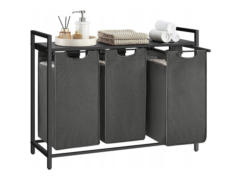 Meuble de buanderie avec 3 paniers à linge anthracite - Conforama A