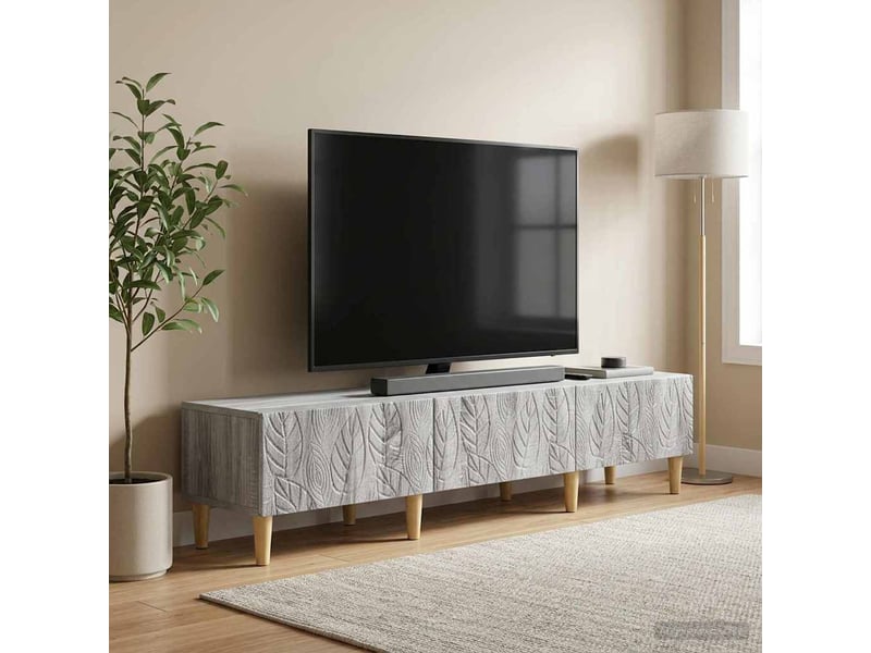  Meuble tv - banc tv - meuble de rangement 147 x 34,5 x 30 cm sonoma gris bois d'ingénierie  - Conforama B