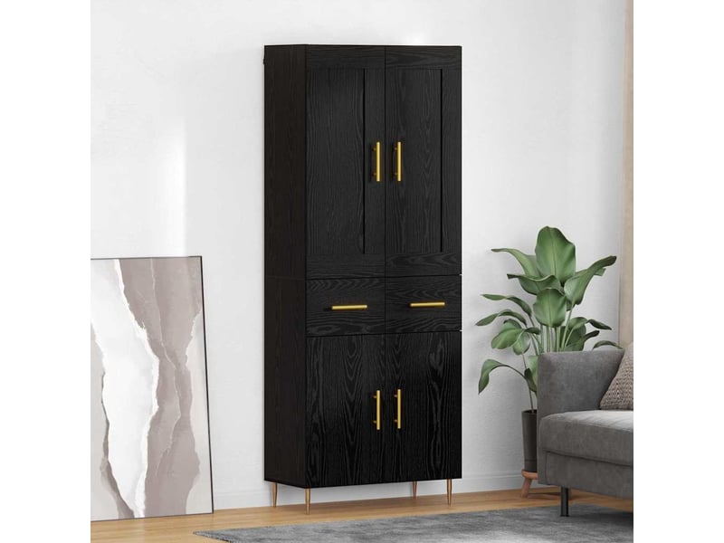  Buffet - haut armoire chêne noir 69,5 x 34 x 180 cm bois d'ingénierie  - Conforama B