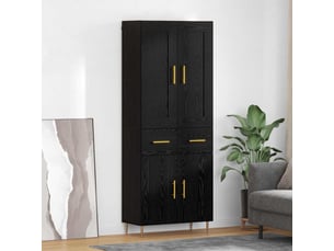 Buffet - haut armoire chêne noir 69,5 x 34 x 180 cm bois d'ingénierie