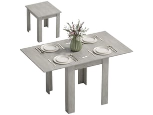 Table à manger extensible 4 à 6 personnes en panneau de particules gris 70-140 cm