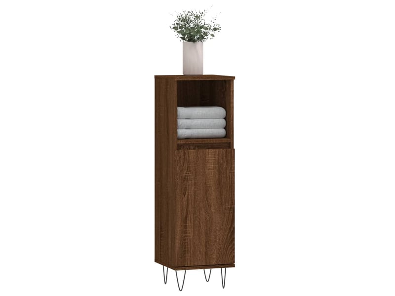  Amoire de salle de bain, meuble de rangement chêne marron 30x30x100 cm bois d'ingénierie  - Conforama C