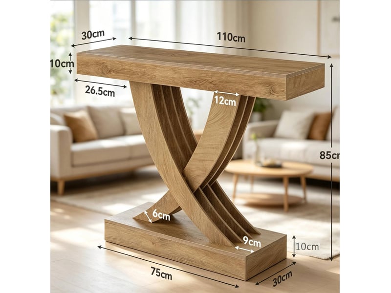 Table console 110x30x85 cm – marron – style rustique avec piétement x – charge 100 kg  - Conforama C